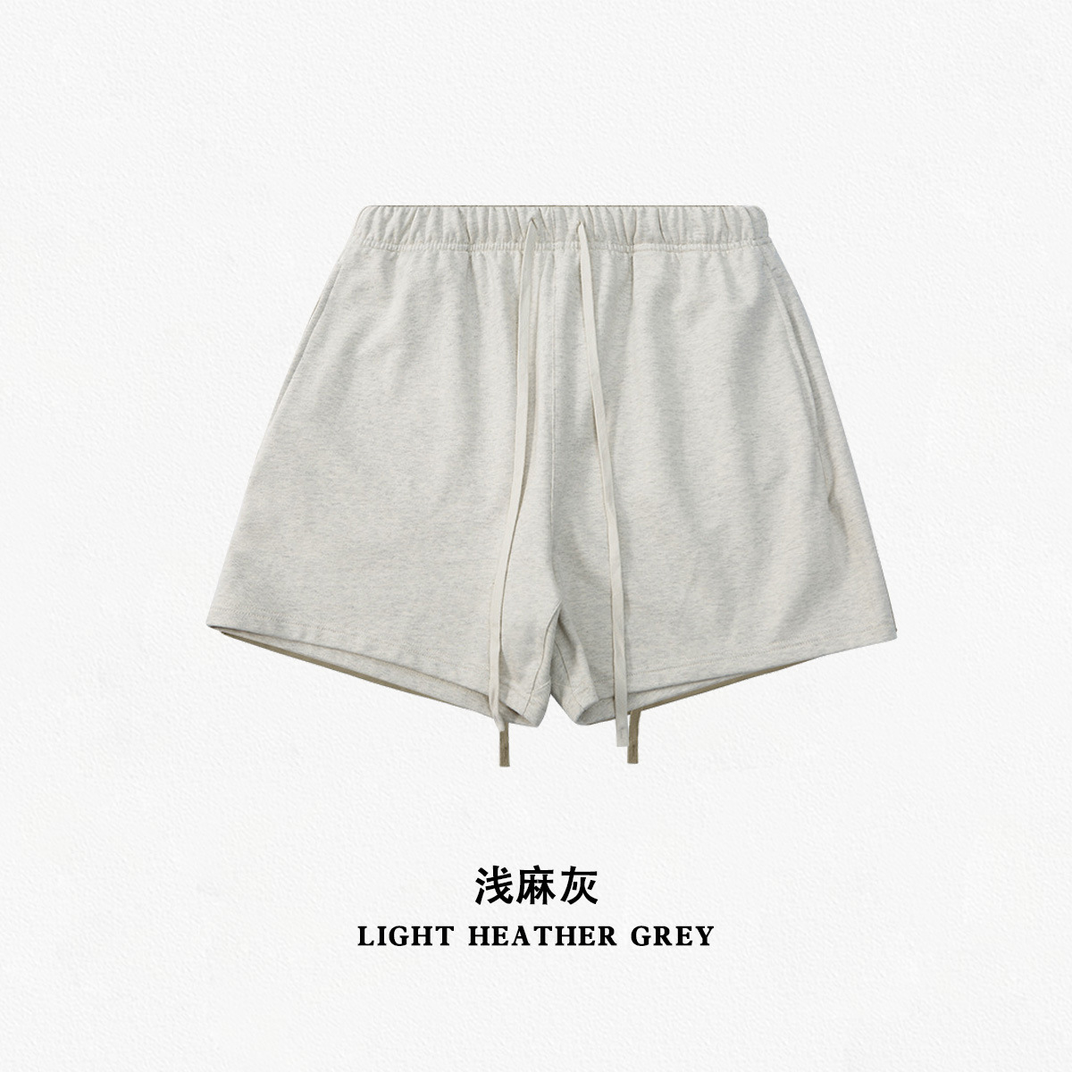 Shorts básicos de color sólido FOG de 230G para primavera y verano, estilo callejero, holgados, de marca, a la moda, de cinco puntos, color negro.