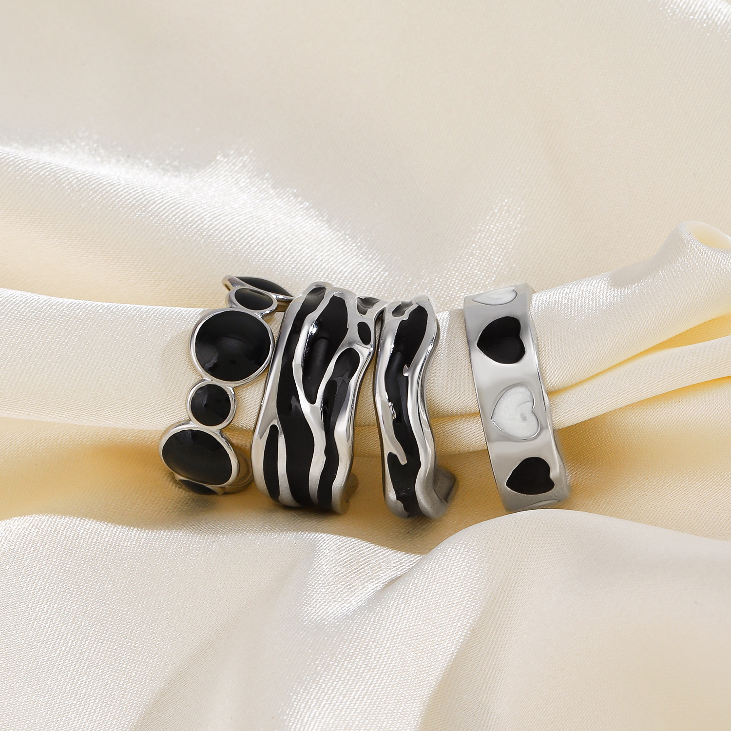 Adjustable Ring Size Party Occasion 304 Stainless Steel Material PVD Coated Geometric 304 Stainless Steel Cool Style Waterproof Non Tarnish Open Ring