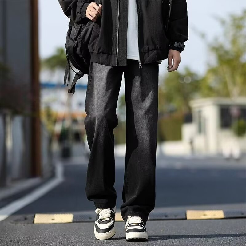 Men's Summer Thin Jeans Trendy Brand Loose Straight-Leg Pants Spring American-Style Wide-Leg Casual Work Pants for Men