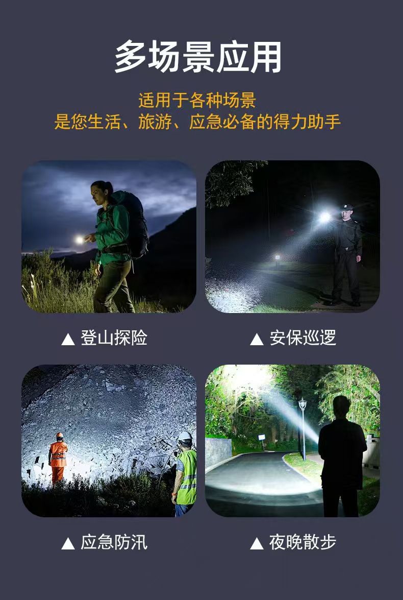 Multifunctional Emergency Flashlight, Solar-Powered Charging Model, Two-In-One Outdoor Emergency Power Bank, Portable Flashlight