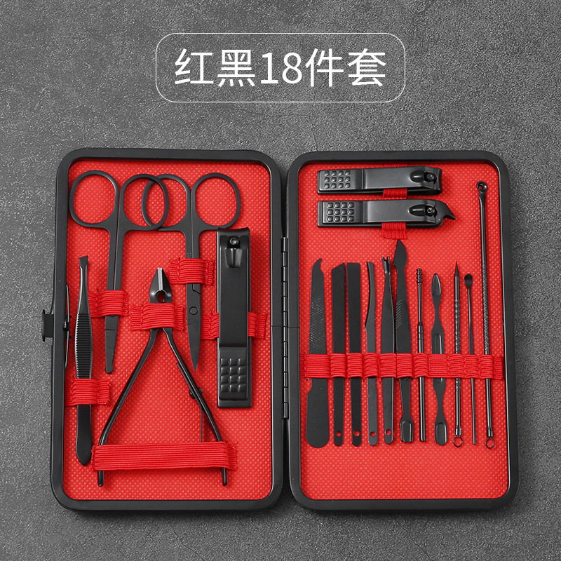 Nailcutter set pinzas de garganta 24 piezas set bolsas de cuero tijeras de uñas caseras pedicura herramientas de manicuras muertas empujadas image 13