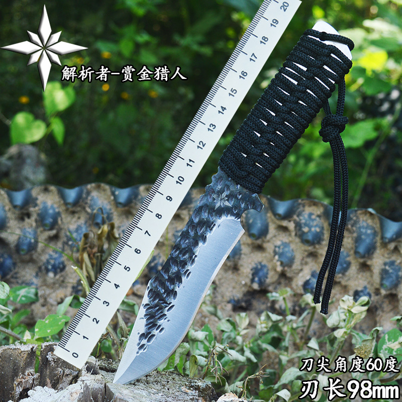 回流工具锻打小刀一体龙骨直刀户外刀具野外求生刀锋利手把肉刀具
