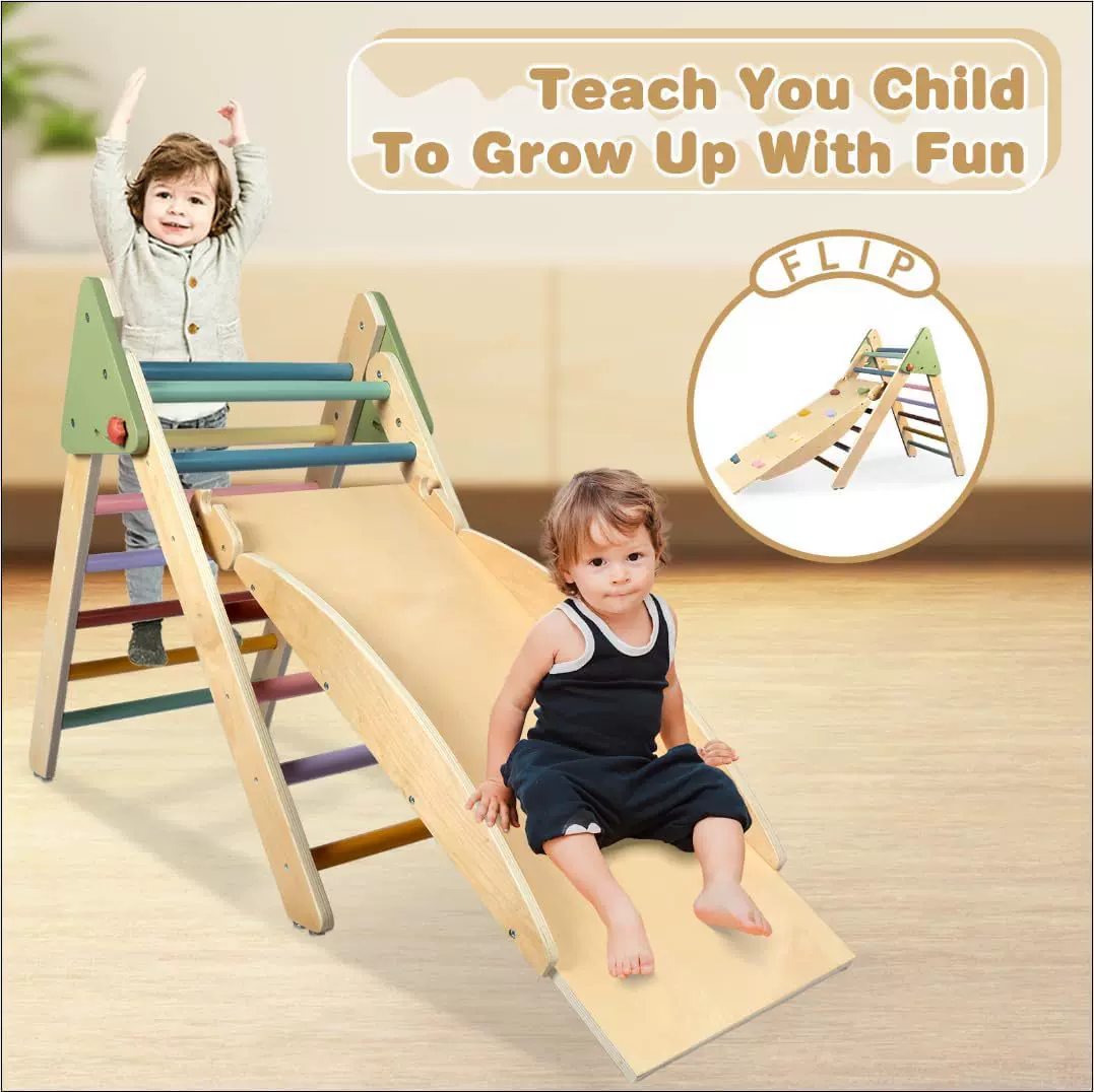 木质攀爬架宝宝感统训练攀爬架婴幼儿室内攀爬架滑梯组合玩具