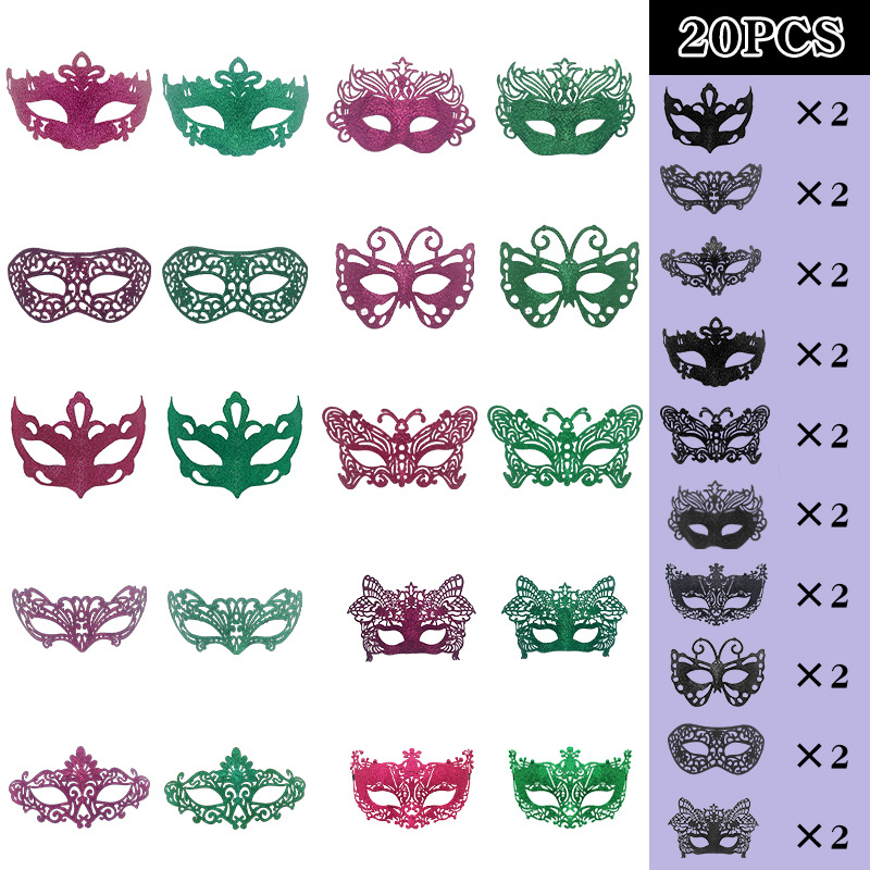 2025 Amazon nuevo carnaval europeo y americano polvo agujero conjunto de máscaras combinadas máscaras de baile de maquillaje