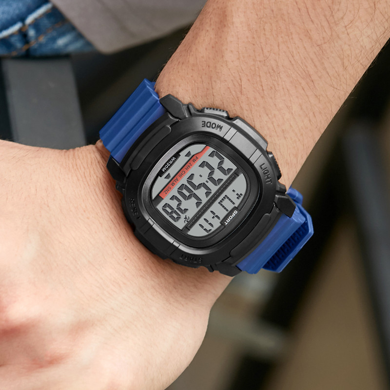 Nuevos hombres de moda deportes reloj electrónico al aire libre multi-función luminosa alarma reloj electrónico reloj adolescentes reloj