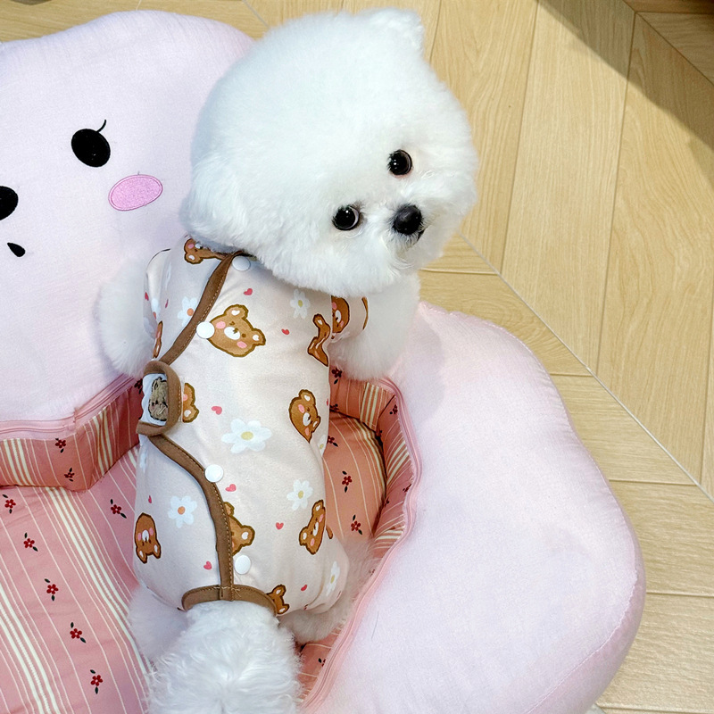 犬の腹部保護服、ペットの防寒服、小型犬のパジャマ、シュナウザーテディビションベア、秋の四本足服|undefined