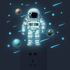 外貿夜光宇航員星球探險兒童房幼兒園家居裝飾開關貼牆貼貼紙自粘