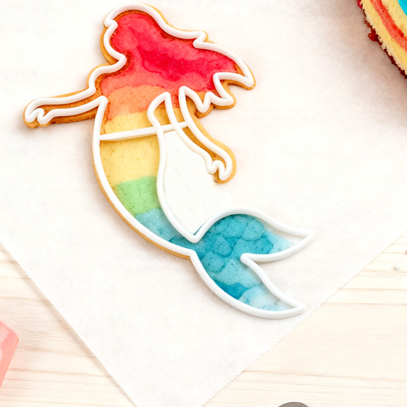 Suministro directo de fábrica nuevo molde de corte de plástico de sirena grande molde de pastel de horneado de bricolaje huevo de fondant image 2