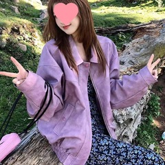 美式复古紫色夹克皮衣女秋季2025新款高级感别致漂亮短款外套