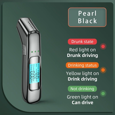 High-Precision Alcohol Tester for Detecting Drunk Driving, Blow-Type Special Alcohol Tester, Abs Rechargeable Alcohol Tester (Other Automotive Safety Supplies) - black-c07-english-and-russian-packaging-instructions-in-english-display