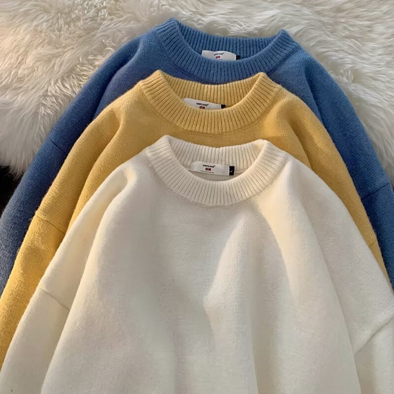 Crewneck Sweater Knitwear Men's Fashion Brand Handsome Autumn and Winter Base Shirt 2024 New Men's Elegant Slim-fit Top