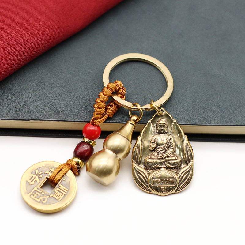 Round card Amitabha [dog and pig] + brown rope + gourd
