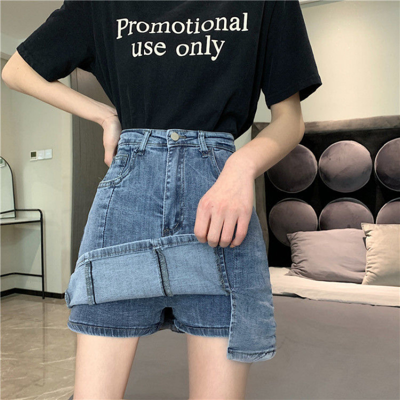 显瘦短裙女夏季港风裙子新款高腰学生包臀牛仔包裙字一步半身裙|undefined