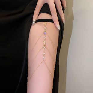Three-layer tassel rhinestone leg chain summer new fashion sexy accessory European and American hot girls versatile Internet celebrity hot style body chain