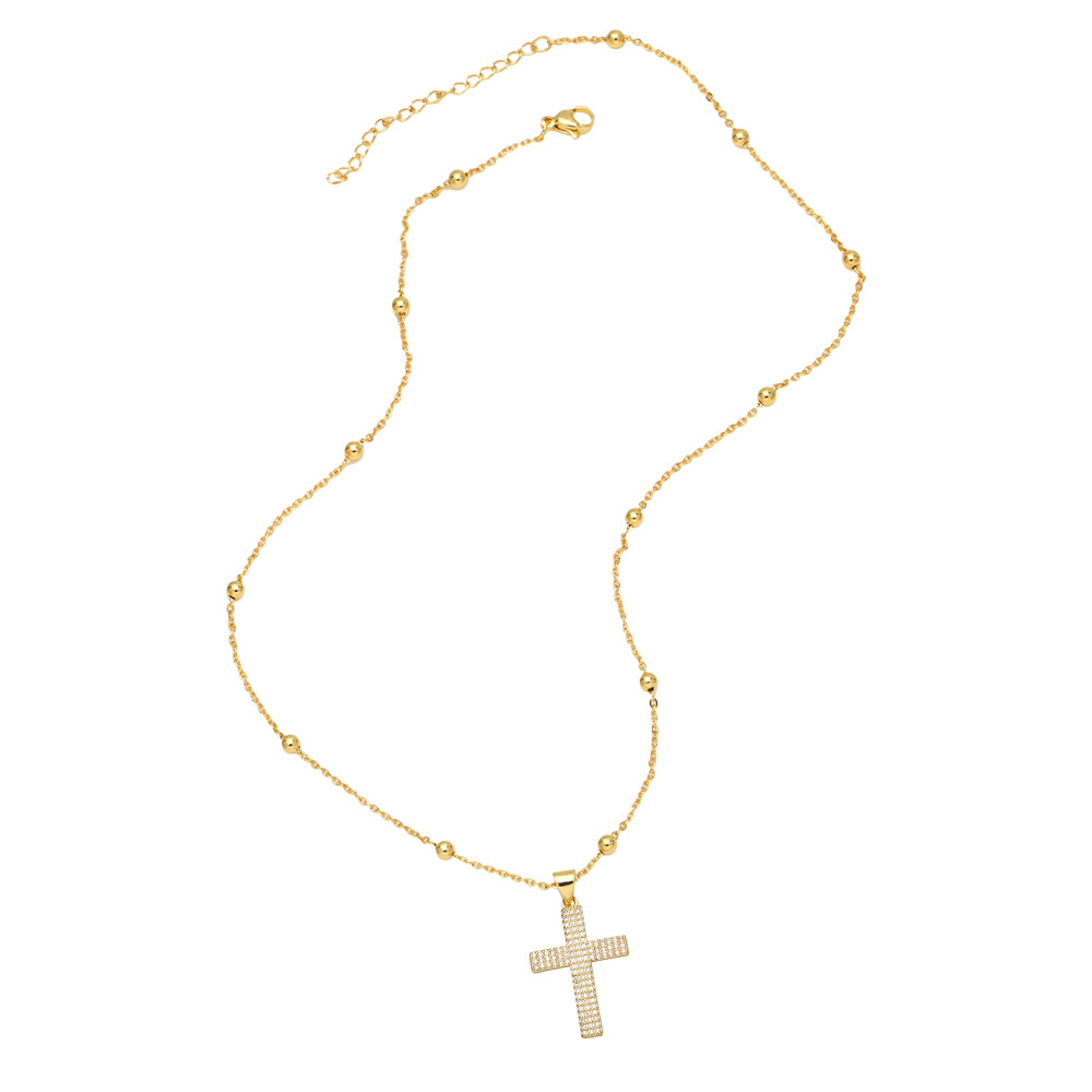 hip-hop full diamond cross micro-inlaid zircon pendant necklace wholesale