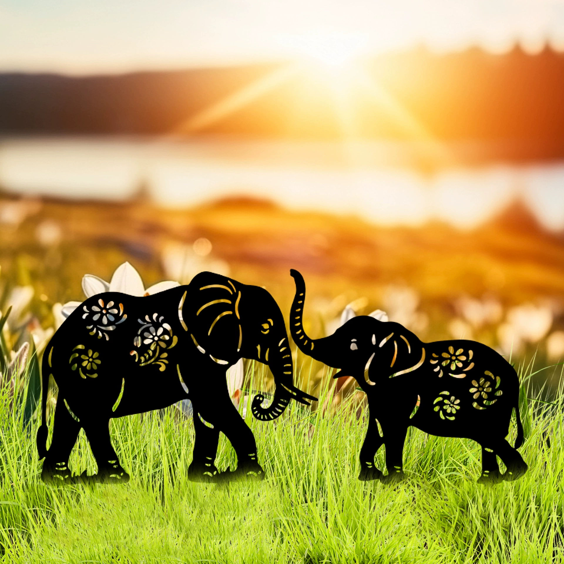 Пятно за секунды трансграничный слон вставка кованого сада украшения газона вставка полые силуэты дворовой арт-украшения