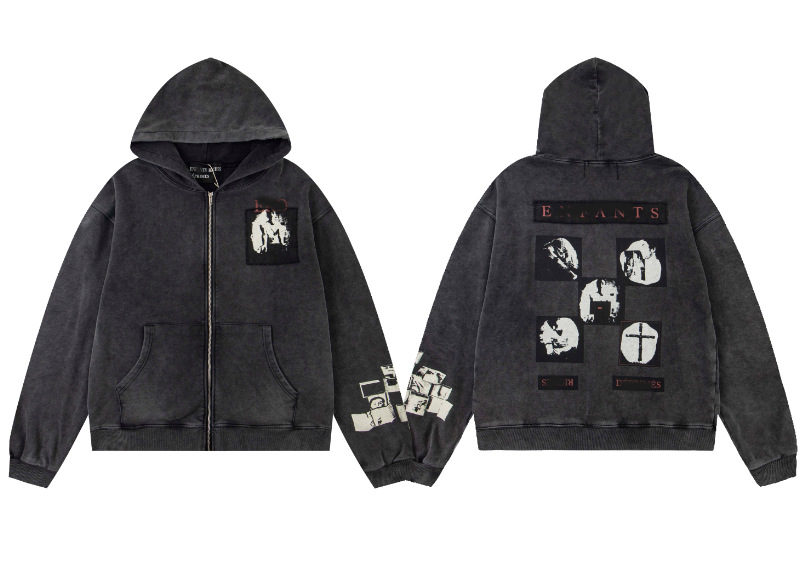 Enfants Riches Déprimés Hooded Jacket Retro Character Avatar Print Black