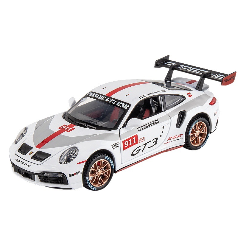 Jianyuan aleación coche modelo 1:32 Porsche 911GT3RS coche de carreras Tire hacia atrás sonido y luz niños juguete coche modelo adornos
