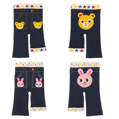Miki Children's Apparel Spring and Autumn Cartoon Bear and Rabbit Elastic Long Pants Leggings Baby Knitted Pants