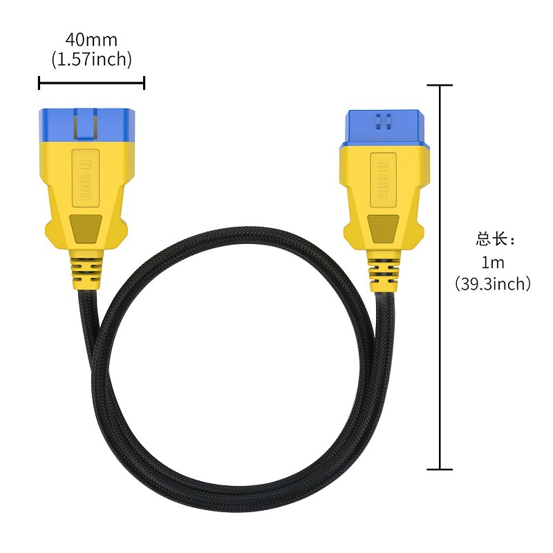 AUTOOL 1m cable de extensión OBD uno a uno de nylon reforzado Cable de extensión obd2 Coche interfaz 16 núcleo