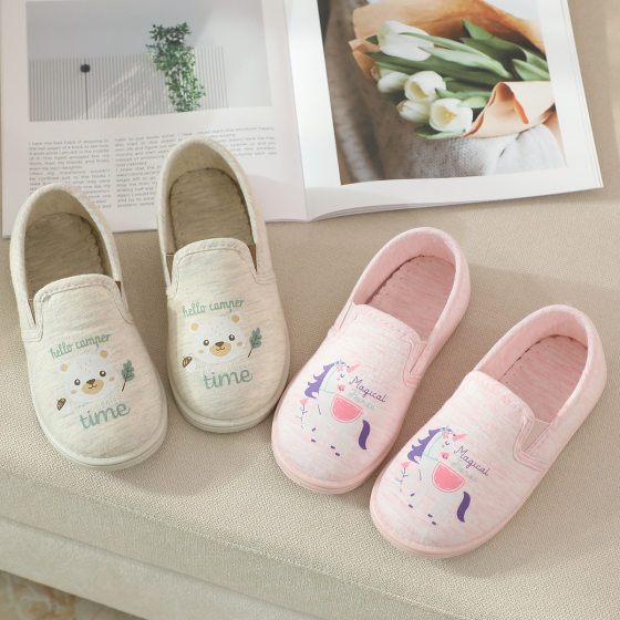 Sweet Girl Unicorn Bear Thick-soled Indoor Non-slip Home Bag-heel Slippers Children's Single-layer Shoes for Foot-changing Floor Slippers