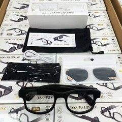 AIMB-V3 スマートグラス Bluetooth 通話、ブルーライトカット、透明レンズ、AI 音声アシスタント、音楽 + リモコン写真撮影