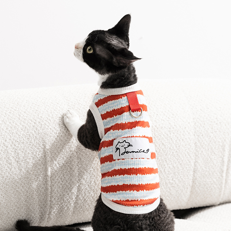 Primavera y verano lindos gatos rayos de dos patas falda sin pelo gato chaleco pareja vestido vestido vestido de gato mascota ropa de gato