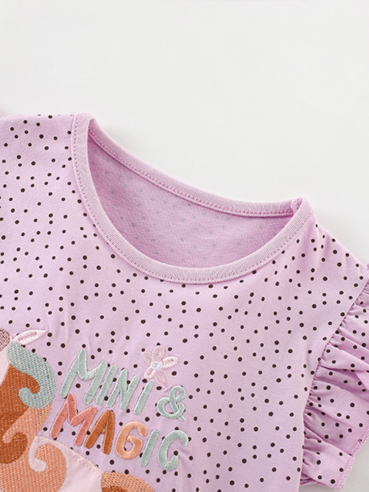 Transfronterizo malwee camiseta de niña verano nuevo estilo europeo y americano de niños de cuello redondo de manga corta de estilo extranjero adorable chaqueta infantil