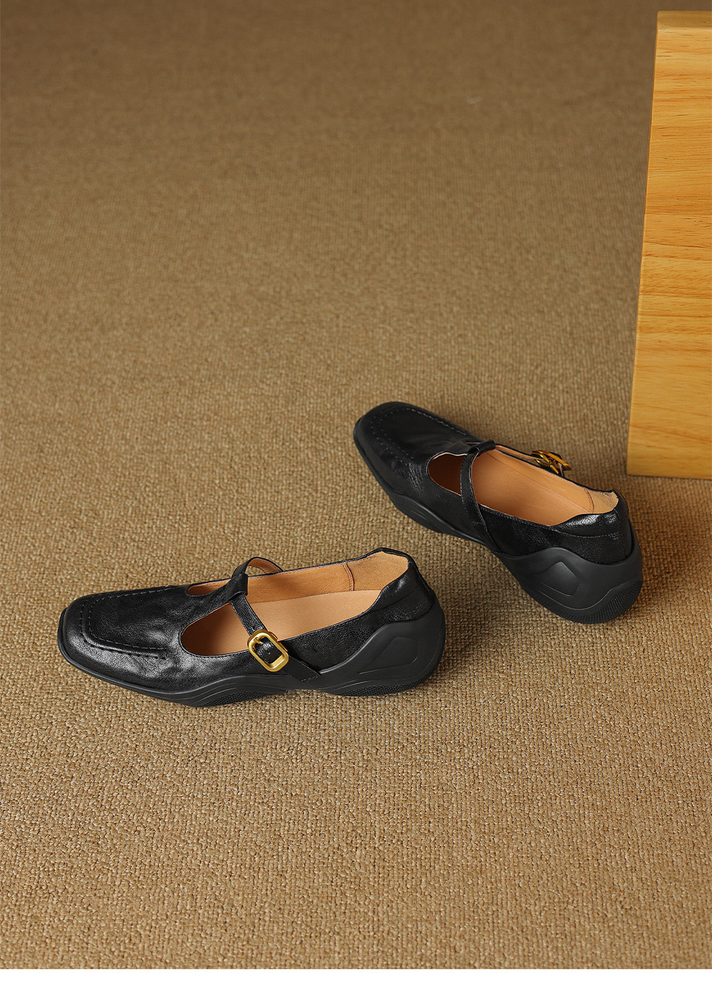 Giày sandal nữ quai ngang mũi nhọn đế dày da cừu buộc dây — màu nâu chi tiết 20