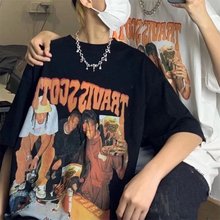 嘻哈歌手短袖2022夏新款潮牌復古人物高街男情侶裝T恤