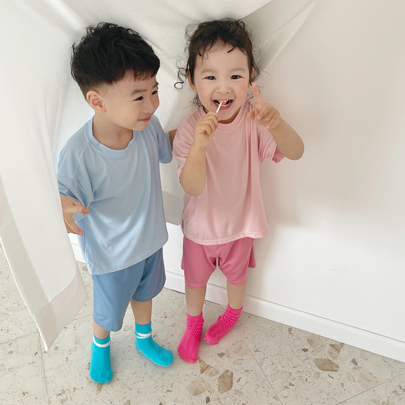 Children's Pajamas Summer Class a Modal Cotton Thin Breathable Boys and Girls Short-Sleeved Home Clothes Set Middle Kidsren Summer