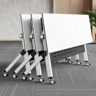 Long Table Splicing with Wheels Simple Office Desk and Chair Combination Removable Training Multi-Functional Folding Conference Table Folding