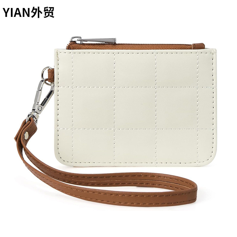 Amazon New Small Quilted Coin Purse Card Holder Leather Clip Thin Wristlet Wallet Ladies Zipper Pocket