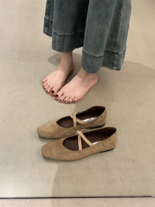 芭蕾风玛丽珍鞋女百搭平底配裙子浅口学院风单鞋一脚蹬奶奶鞋瓢鞋|undefined
