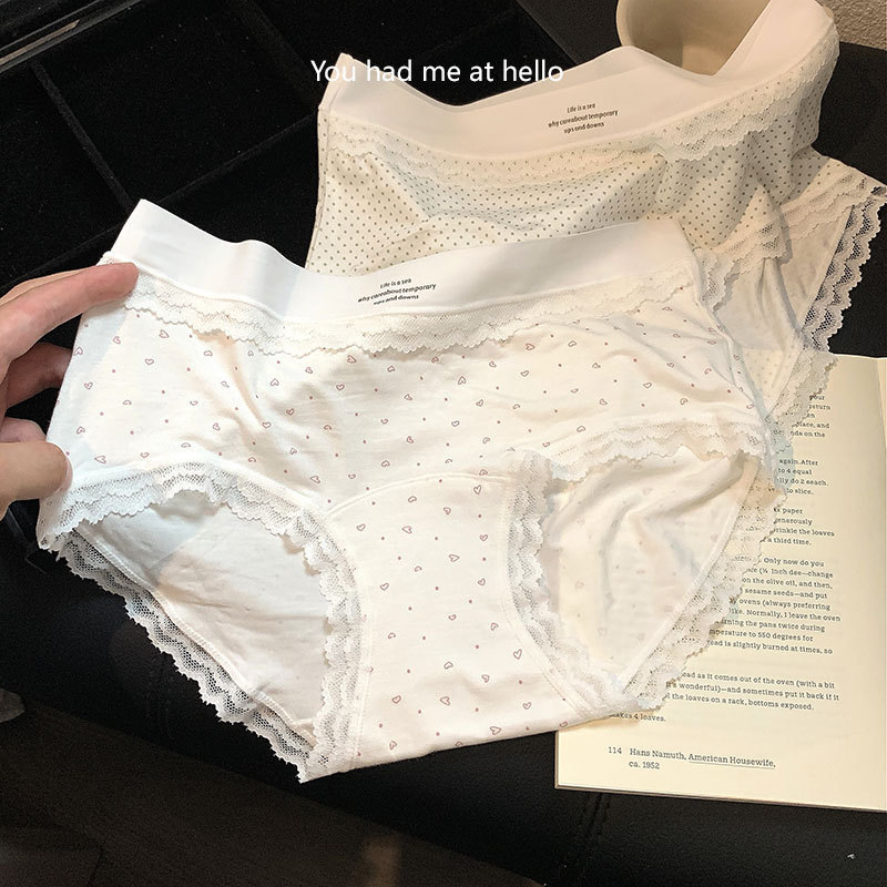 Skin-Friendly Modal Japanese-Style Cartoon Girl Floral Polka Dot Mid-Waist Pure Cotton Crotch Simple Soft Women's Underwear