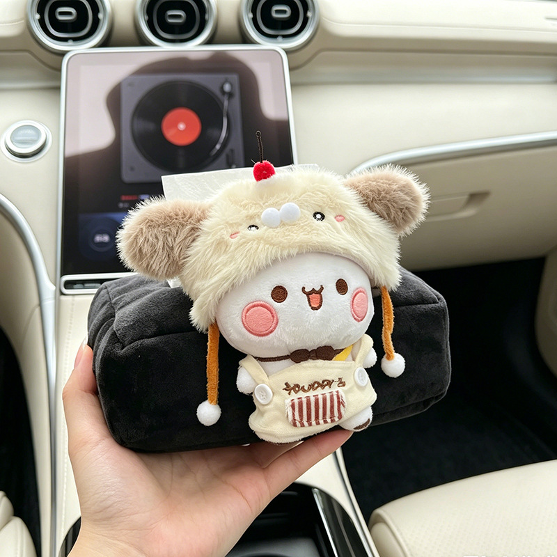 Cute Plush Car Tissue Box, Car Armrest Box, Cartoon Animal-Shaped Tissue Box, Car Interior Decoration Supplies