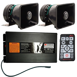 400W Car Wireless Alarm System, Car Public Address System Main Unit, High-Frequency Speaker, AS940E+100C Speaker