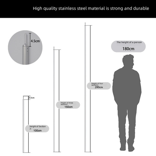 Outdoor Camping Thick Aluminum Alloy Tent Support Pole 2m Adjustable Tent Pole Entrance Aluminum Rod Wholesale