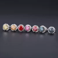 Новый цветок 0.5ct цвет Муассанит Серьги с сертификатом красное шампанское S925 стерлингового серебра