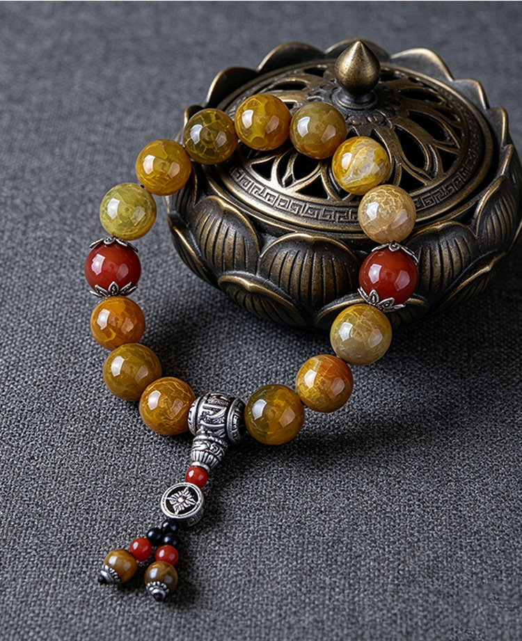 Car Gear Bead Dragon Pattern Stone Agate Buddha Bead Pendant Car Interior Decoration Hanging Ornament Car Decoration Gear Bead