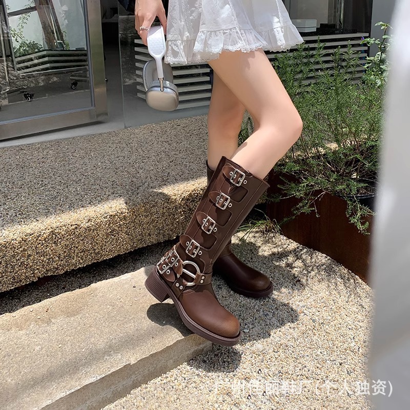 ミュウミュウ ブーツ ロングブーツ ハイヒール 厚底 ナイトブーツ ハイブーツ ウエスタンカウボーイブーツ 本革 レディースブーツ ブラウンブーツ|undefined