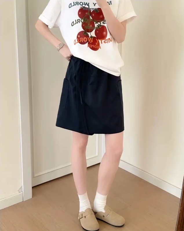 Yuxin Maner デザイン大きいサイズ日焼け止めショートオーバーオールスカート女性の夏薄いアメリカンスリムスカート|undefined