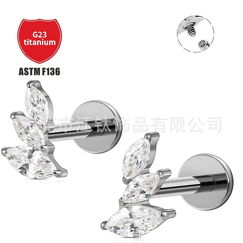 Pointed titanium steel lip stud product view