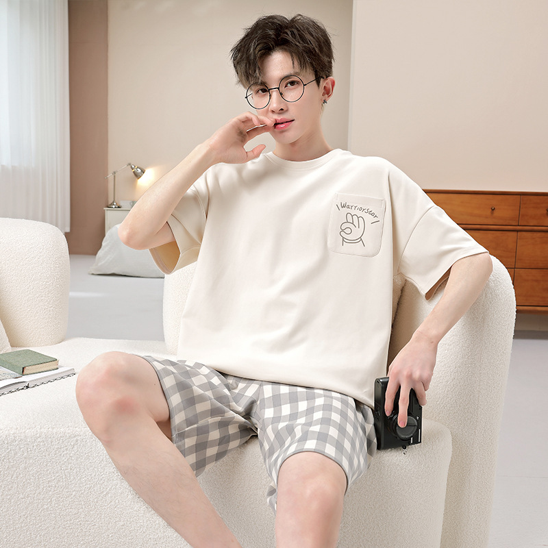 Pajamas for Men Summer Pure Cotton Short-Sleeved Suit 2026 New Style Teen Boys Summer Style Men's Plus Size Home Clothes