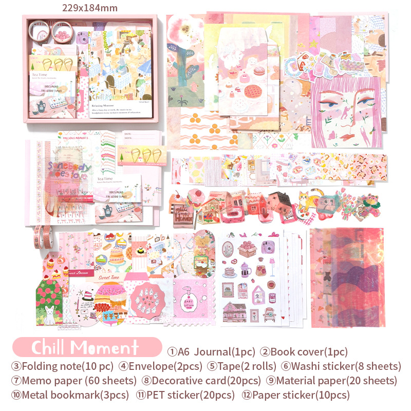 Core Mo Inglés edición europea y americana mariposa gráfica serie de cuaderno de mano material cuaderno de mano caja de regalo conjunto de cuaderno