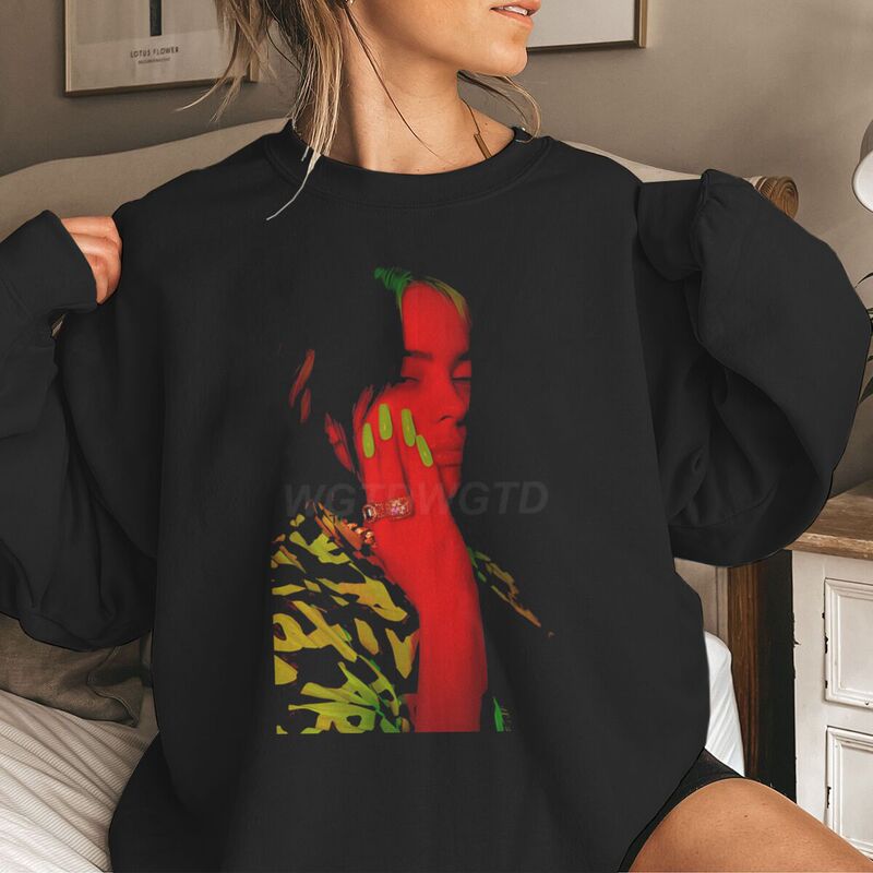 Billie Eilish Printed Hot-Selling Unisex Fleece Sweatshirt Cross-Border Warm Casual Top