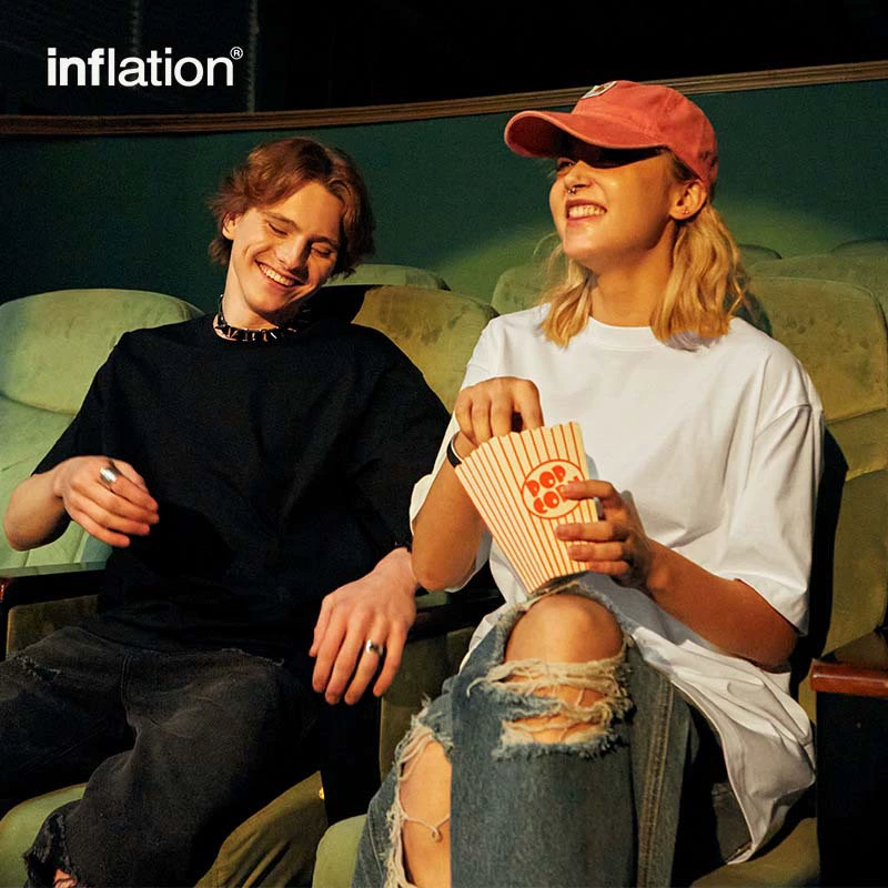 Jiethan Мужская одежда | Американское западное побережье прилив черно-белая сплошная футболка 2025 лето новый 220 г хлопок расческа с короткими рукавами