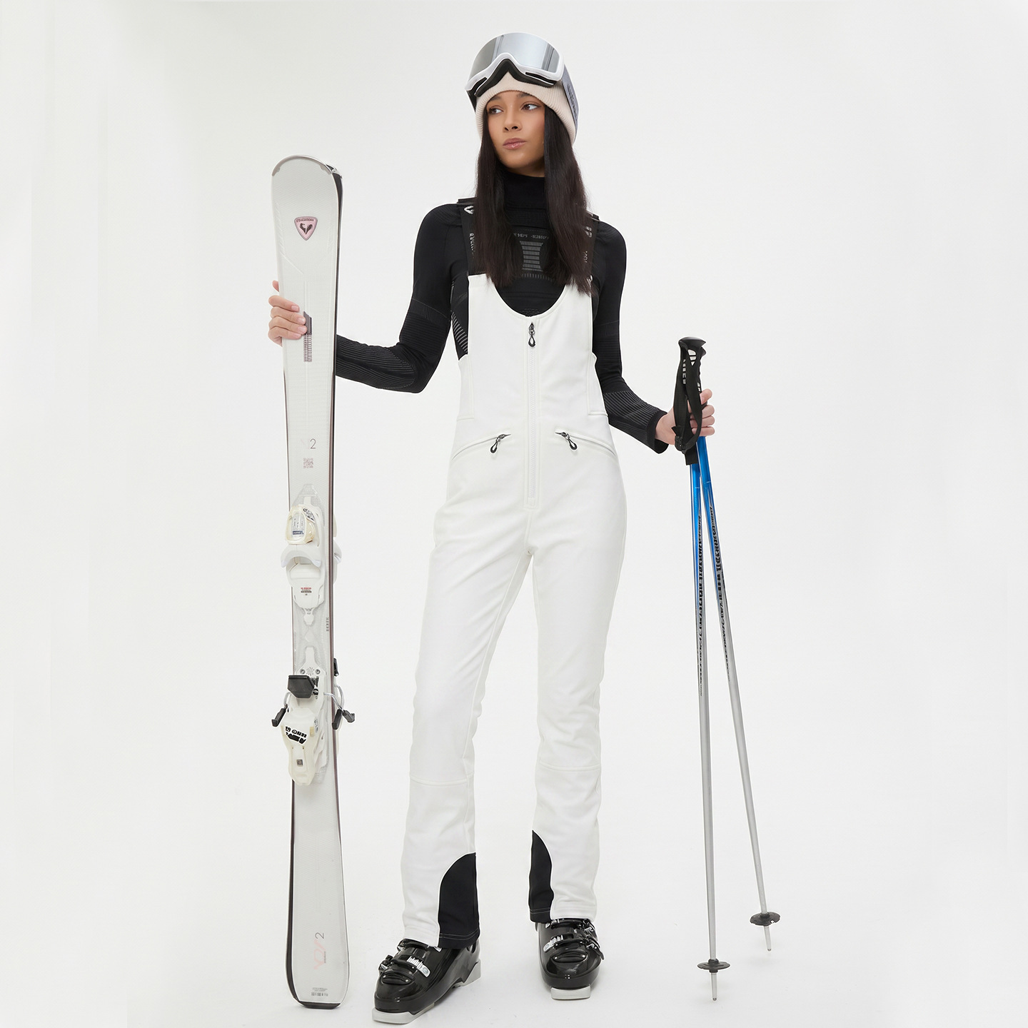 Women's ski overalls, high-density four-way stretch snow pants, slim fit, windproof, waterproof, and warm. Supports drop shipping