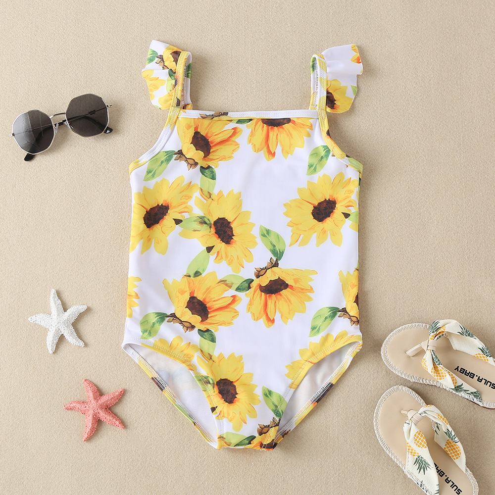 Girl's Cute Sunflower Nylon Polyester One Pieces display picture 1