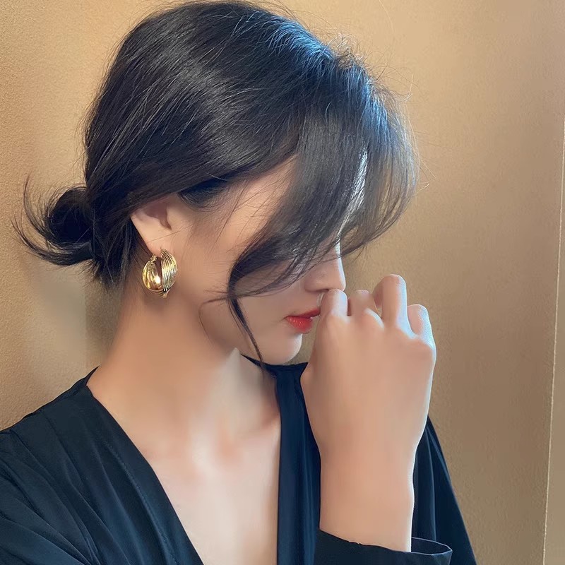 Aretes de metal irregulares de alto nivel de lujo ligero femenino nicho sensación de diseño de red temperamento exagerado aretes de aretes